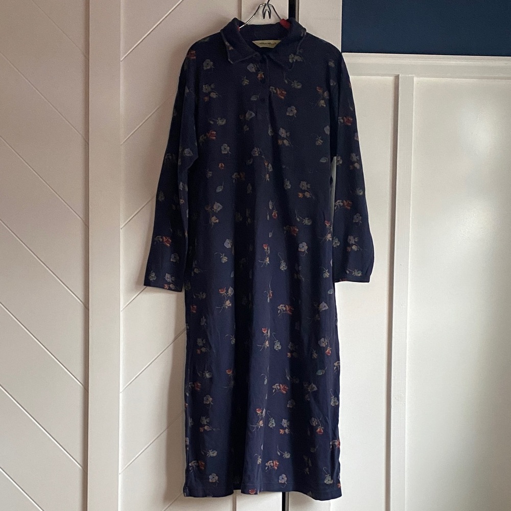 Eddie Bauer Polo Navy Floral Midi Dress